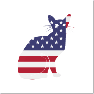 American Flag Funny Cat Posters and Art